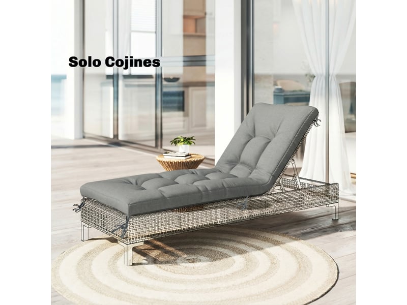  Coussin de banc d'extérieur avec sangles de fixation, protection uv50+, rebond lent, intérieurextérieur, 198 x 65 x 13 cm, gris  - Conforama C