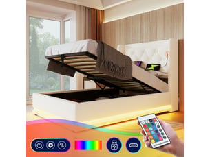 Lit coffre 90x200 cm <strong>HAUSS SPOLE</strong>  <strong></strong> coloris blanc