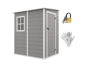 Abri de jardin - gris - plastique - 1,54 m³ - porte verrouillable - fenêtre intégrée - ventilation