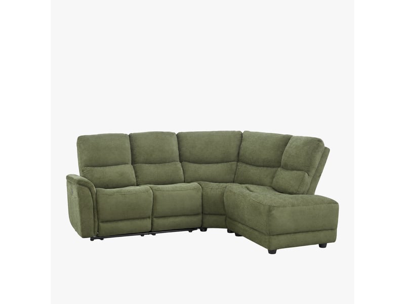  Canapé d'angle relax électrique en tissu vert - angle droit  - Conforama A