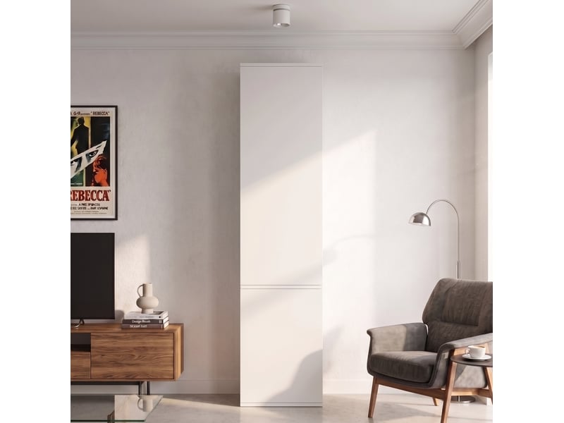  Armoire haute,47x50x200 cm,6 compartiments fermés,panneau mdf,blanc  - Conforama D