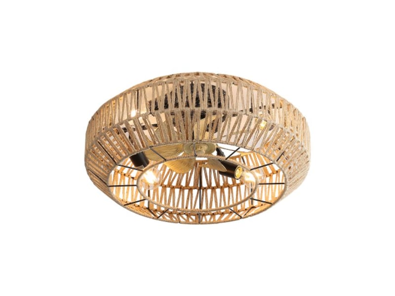  Ventilateur de plafond style boho cage 56cm, tissage rotin fermé, 6 vitesses, moteur dc réversible aadhu99953 - Conforama A