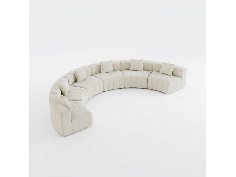  Canapé modulable incurvé 6 places en tissu chenille avec 2 coussins, canapé demi-cercle pour salon et bureau  - Conforama A