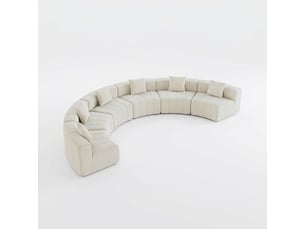 Canapé modulable incurvé 6 places en tissu chenille avec 2 coussins, canapé demi-cercle pour salon et bureau