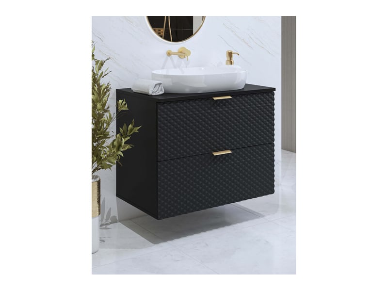  Meuble sous vasque elysia mural 2 tiroirs en panneaux mélaminés - noir ELYSIA - Conforama B