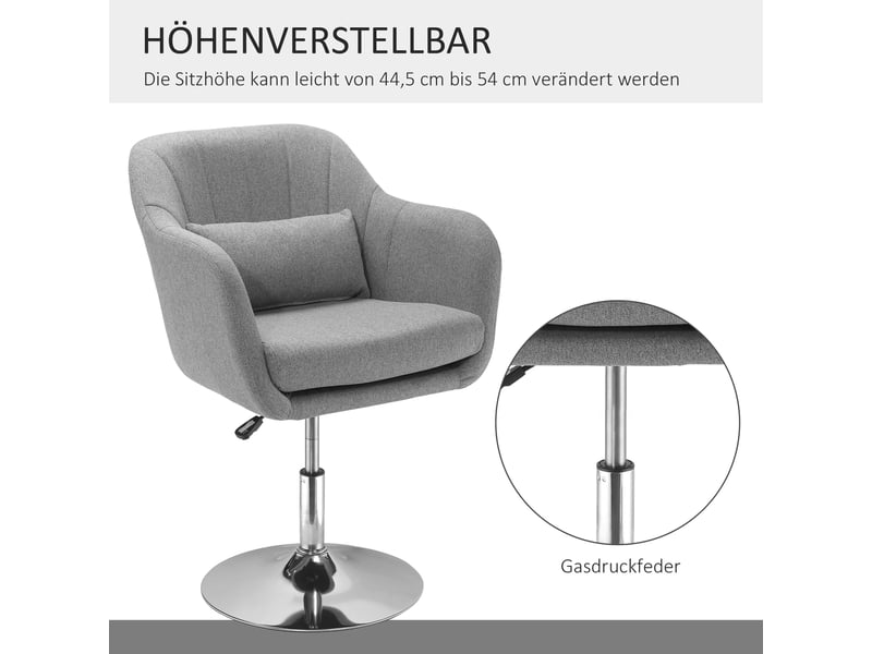  Fauteuil de bureau pivotant 360° réglable en hauteur - lpospi - dossier avec coussin, polyester - gris  - Conforama C