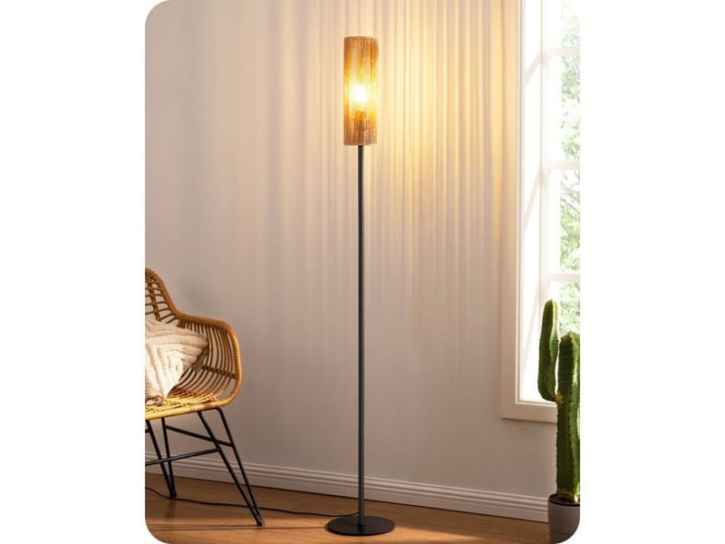  Lampadaire 165 cm corde tissée e27 2700k noir pédale 370618_AABWA57940_6_DROPFR - Conforama A