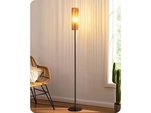 Lampadaire 165 cm corde tissée e27 2700k noir pédale