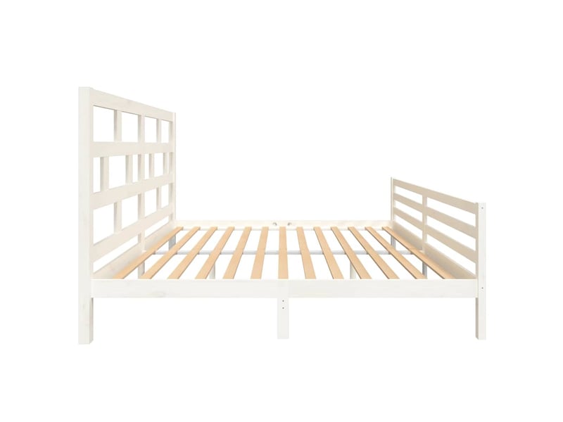  Lit double- lit adulte -  cadre de lit sans matelas blanc bois massif 200x200 cm  - Conforama D
