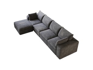 Canapé d'angle modulaire 5 places sans montage avec coussins amovibles en velours côtelé gris foncé 340 × 160 × 82 cm
