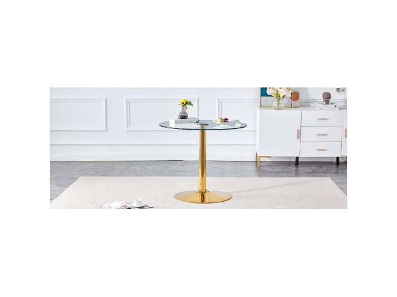  Table ronde en verre moderne – design minimaliste, ø85 cm, hauteur 76 cm, ambiance luxueuse  - Conforama D