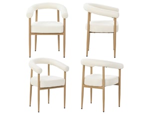 Lot de 4 chaises de salle à manger 48,5x40,5x78 cm, blanc, tissu, métal, style moderne, pieds ajustables, ergonomique