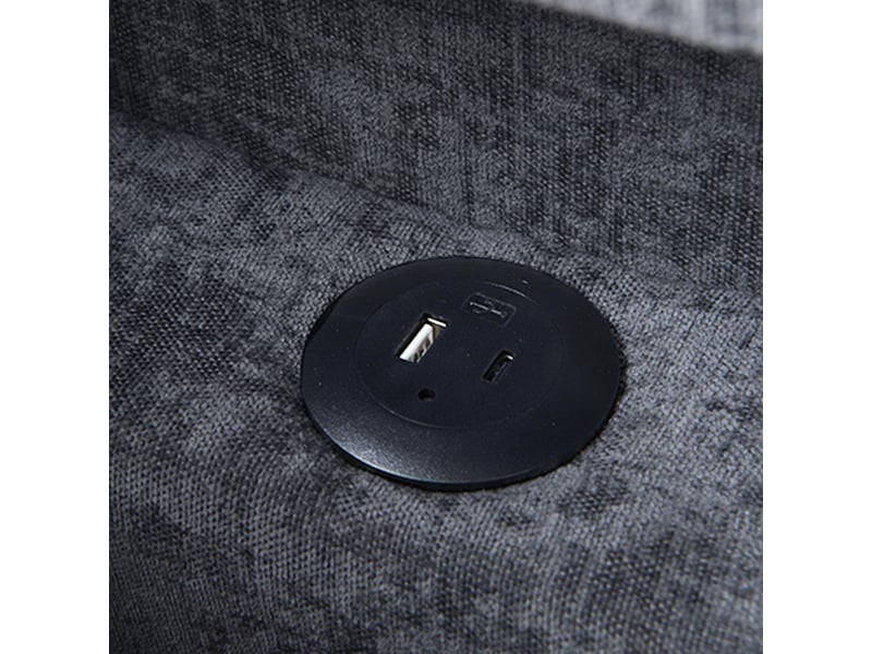  Canapé convertible 3 en 1 gris clair tissu lin avec led usb type-c dossier réglable et rangement tiroir intégré  - Conforama D