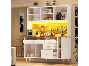 Buffet haut 145x39x171 cm avec éclairage led mdf blanc