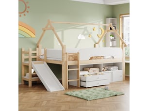 Lit mezzanine 90x200 cm <strong>OOIILLEE</strong>  <strong>CARDUME ESTIVAL</strong> coloris bicolore