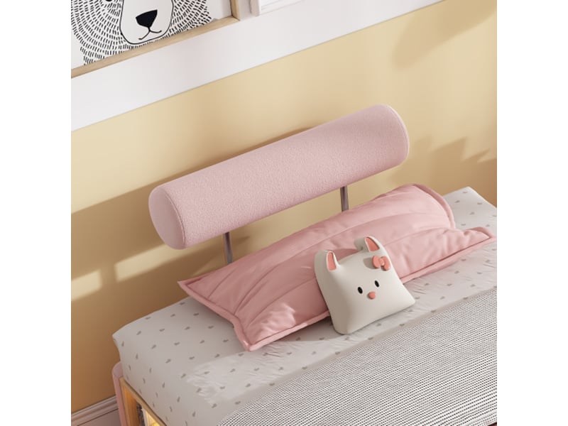  Lit enfant bas 90x200 cm rose - lit ado modulable avec led latérale, rangement ouvert et tête de lit sur 3 côtés  - Conforama D