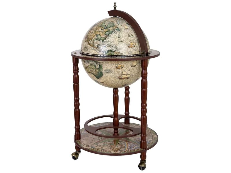  Meuble porte-bouteilles globe terrestre beige d50 x 89 h cm  - Conforama D