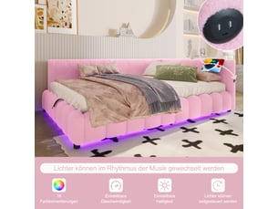 Lit coffre 90x200 cm <strong>ZOVIRA</strong>  <strong></strong> coloris rose