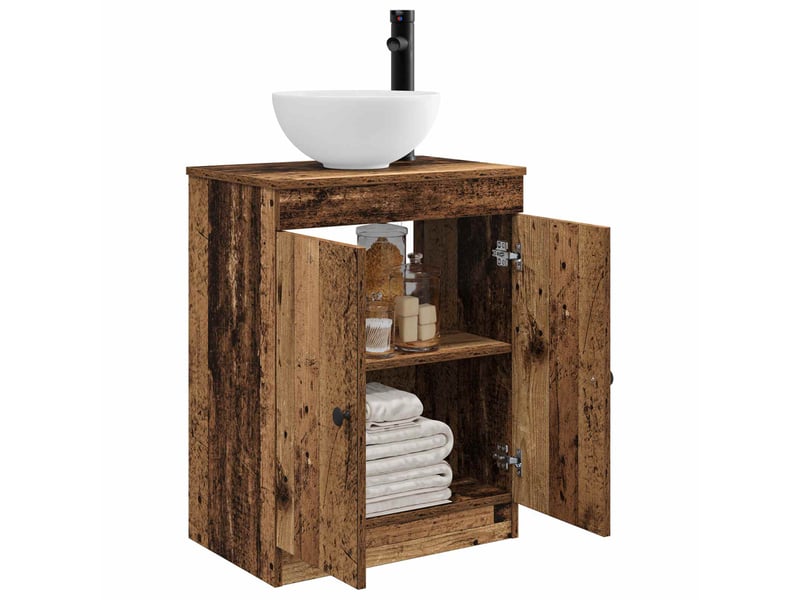  Meuble de salle de bain avec évier bois ancien 54x35x83 cm shl5311  - Conforama C