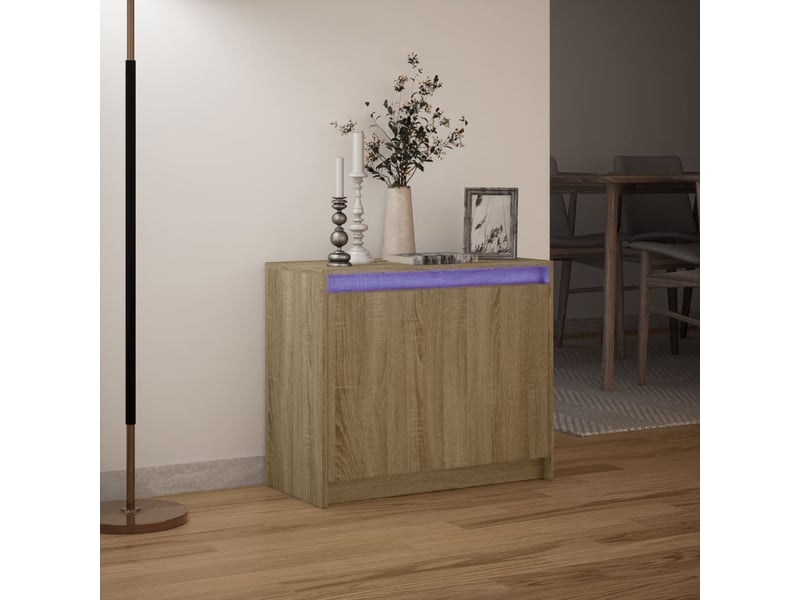  Buffet - bahut - meuble de rangement avec led chêne sonoma 72x34x61 cm bois d'ingénierie  - Conforama E