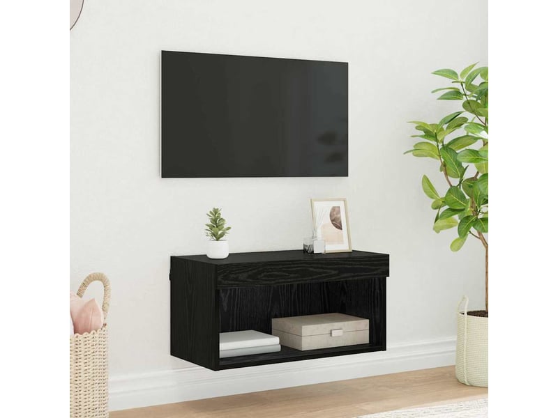  Ensemble meuble tv - banc tv - meuble de rangement 60 x 30 x 30 cm chêne noir bois d'ingénierie  - Conforama B
