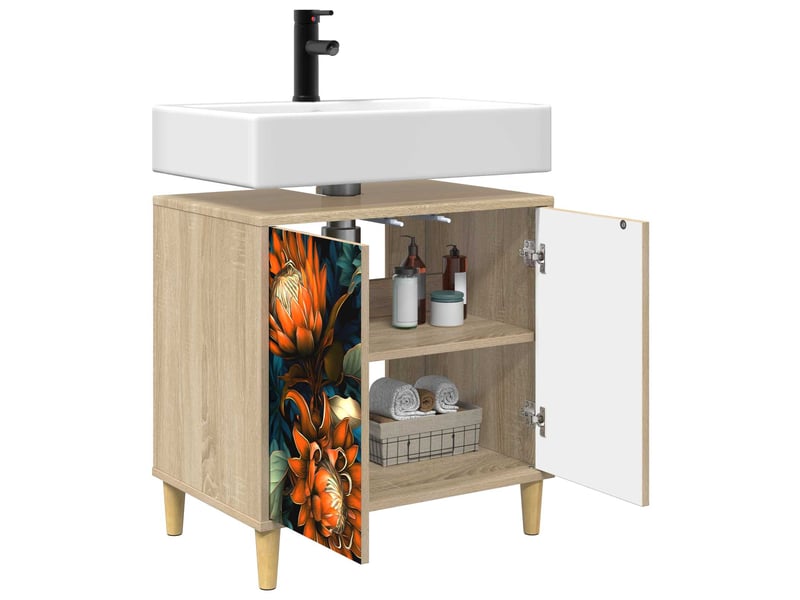  Armoire de salle de bain, meuble de rangement lochem sonoma 60x40x60 cm  - Conforama C
