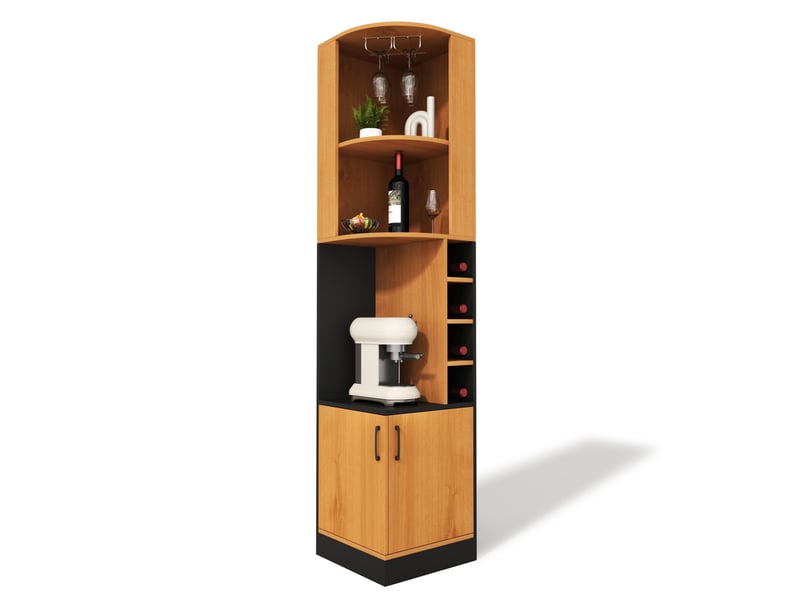  Meuble d’angle haut 40 x 40 x 182 cm avec porte-verres et range-bouteilles naturel  - Conforama A