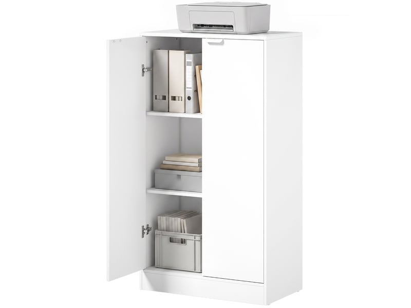  Armoire de bureau à 3 étagères et portes, 60 x 33,5 x 108 cm, blanche  - Conforama B