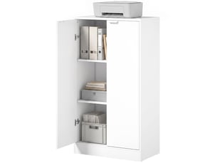 Armoire de bureau à 3 étagères et portes, 60 x 33,5 x 108 cm, blanche