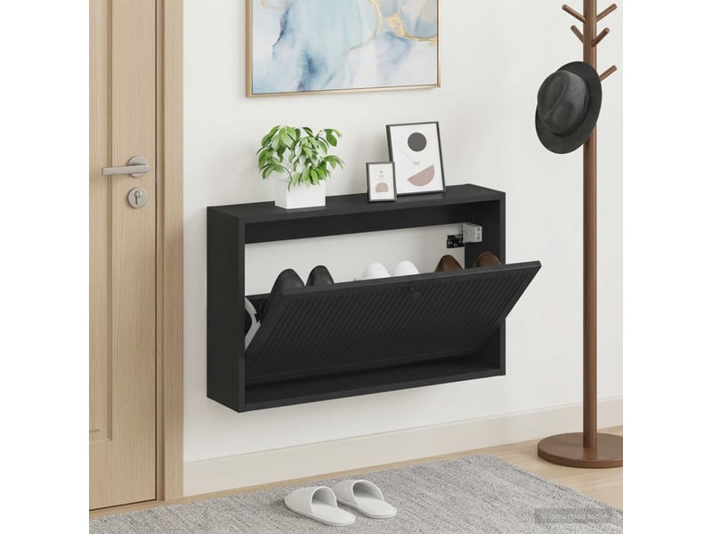  Meuble à chaussures mural, armoire à chaussures ede 71x17x43 cm noir  - Conforama B