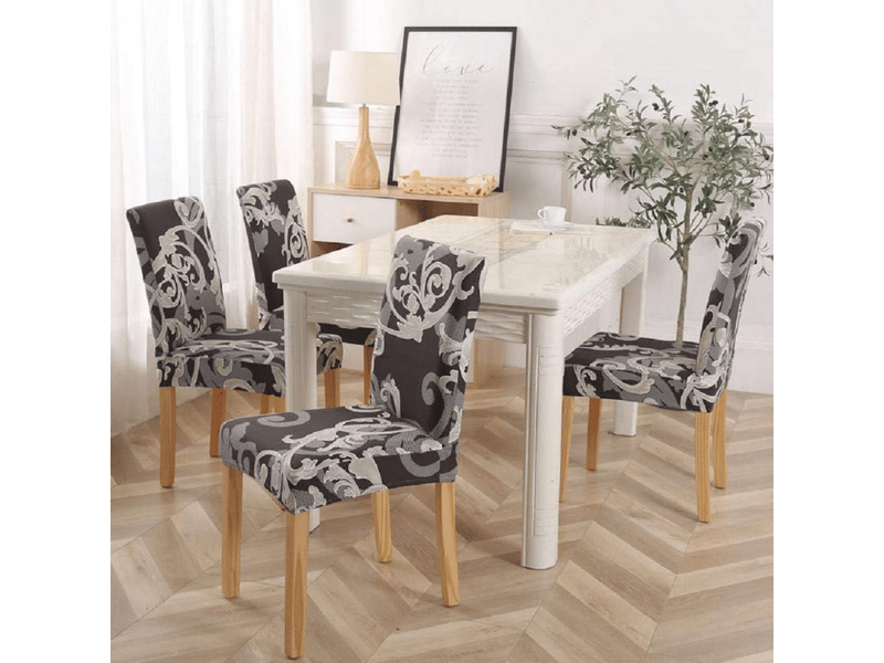  Housse de chaise de salle à manger monobloc, élastique, amovible, lavable, taille universelle noire XLH-ZLS-009410MF - Conforama E