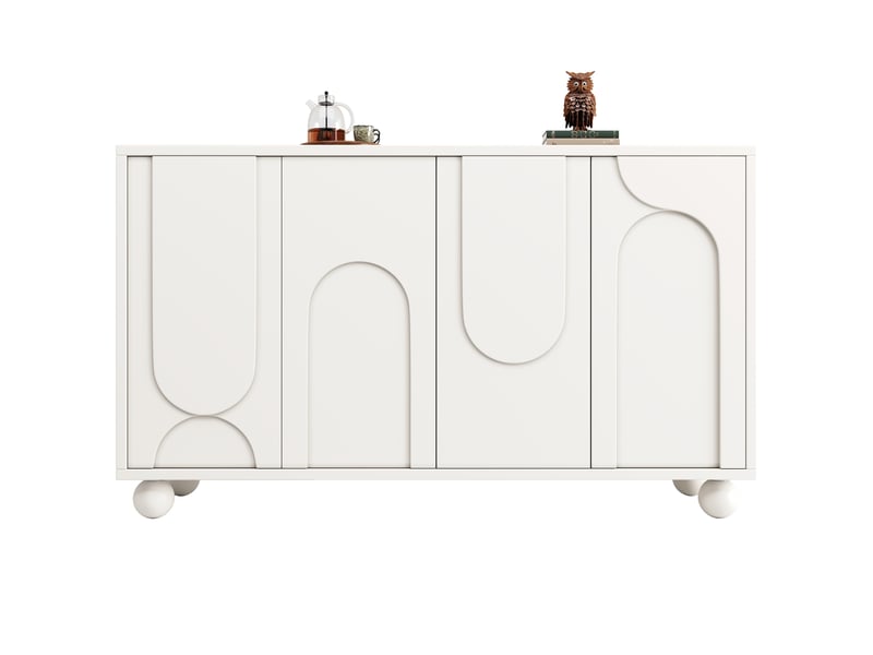 Buffet bas blanc 120x35x71 cm – rangement pratique, plateau réglable, design épuré, meuble contemporain - Conforama A