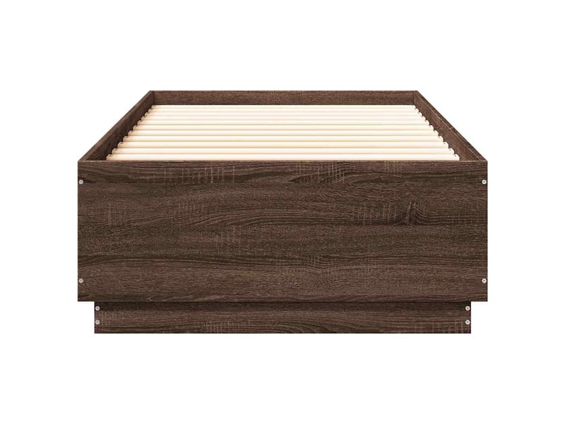  Lit simple- lit adulte -  cadre de lit sans matelas chêne marron 100x200 cm  - Conforama C