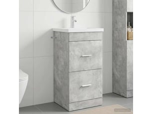 Meuble salle de bain avec évier, meuble de rangement gris béton 42x40x84.5 cm shl3202