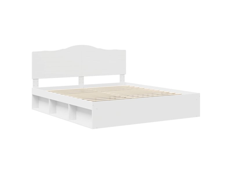  Lit double- lit adulte -  cadre de lit avec tête de lit blanc 200 x 200 cm pin massif  - Conforama C