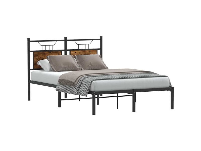  Lit double- lit adulte -  cadre de lit sans matelas chêne fumé 120x190 cm bois ingénierie  - Conforama B