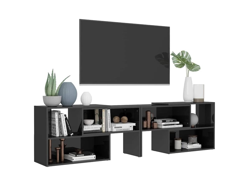  Meuble tv - banc tv - meuble de rangement gris brillant 149x30x52 cm bois d'ingénierie  - Conforama D