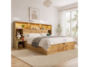 Lit coffre 180x200 cm <strong></strong>  <strong></strong> coloris bois clair