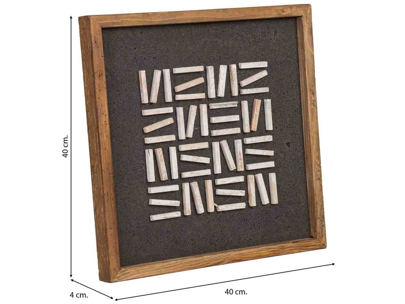  Tableau artisanal en bois recyclé relief noir et blanc 40x4x40 cm h  - Conforama C