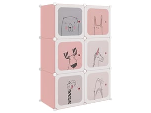 Armoire de rangement pour enfants avec 6 cubes rose pp
