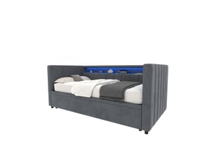 Lit extensible 90x190 cm coloris gris