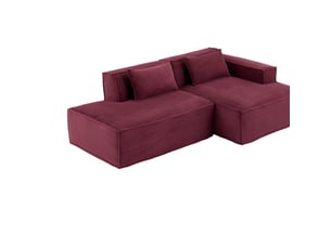 Canapé droit 3 places compact avec assise souple - lignes épurées, polyester rembourré rouge - 235 cm