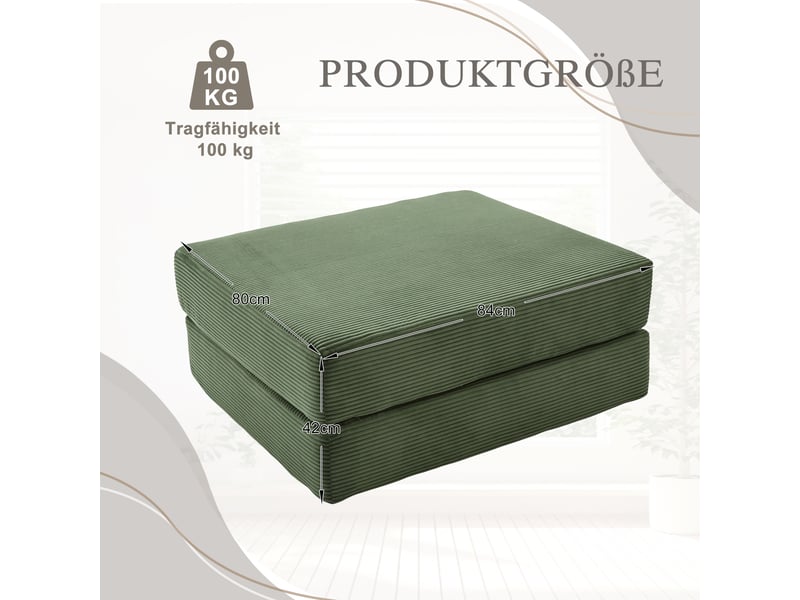  Tabouret de compression en velours côtelé doux et doux pour la peau. Avec 2 blocs de mousse haute densité pour un grand confort. Peut être déplié en HFSN-1281GN - Conforama C