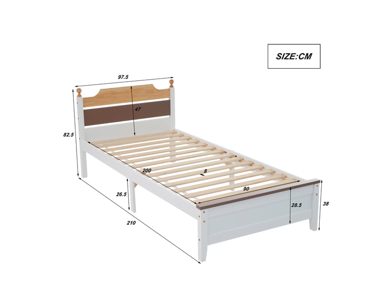  Lit simple 90x200cm coloris blanc lit enfant blanc - Conforama C