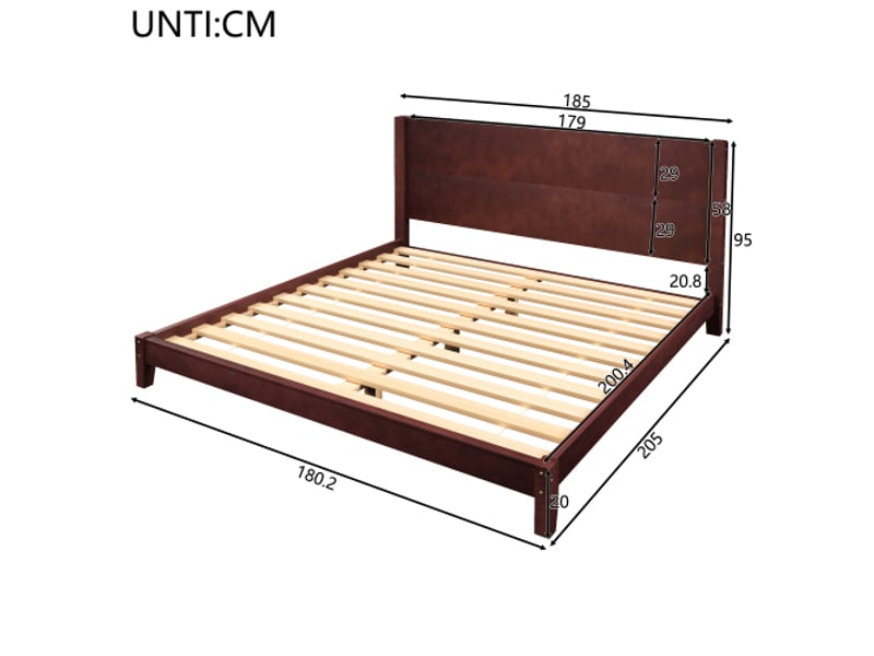  Lit plateforme brun 180x200 cm avec tête de lit et sommier à lattes – design contemporain  - Conforama C