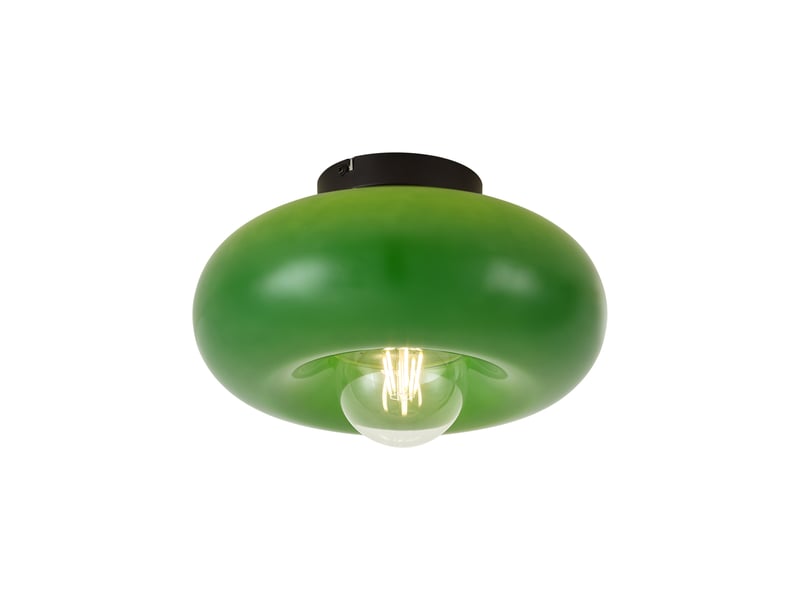  Retro plafondlamp zwart met groen glas 30cm - glaze  - Conforama A