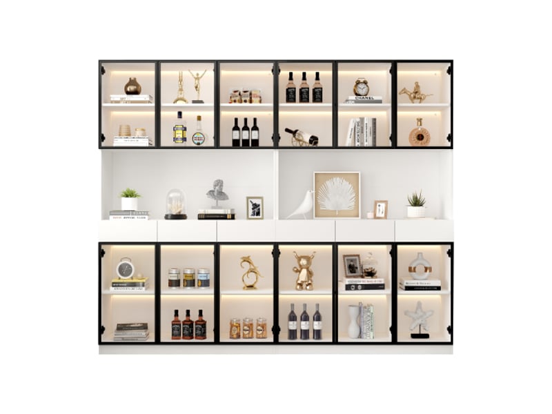 Vitrine blanc 4 étagères - 240x200 cm led panneau de particules vitrine blanc - Conforama A