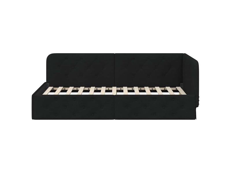  Lit simple- lit adulte -  cadre de lit d'angle noir 90 x 190 cm tissu  - Conforama D