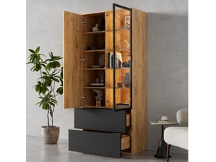 Vitrine coloris bicolore 6 étagère(s) <strong>BEAOK</strong> <strong></strong> - 70 cmx160 cm