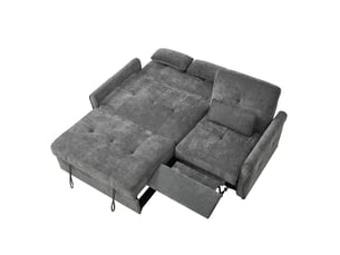 Canapé convertible 3 places en chenille gris anthracite, 176 x 148 x 83 cm